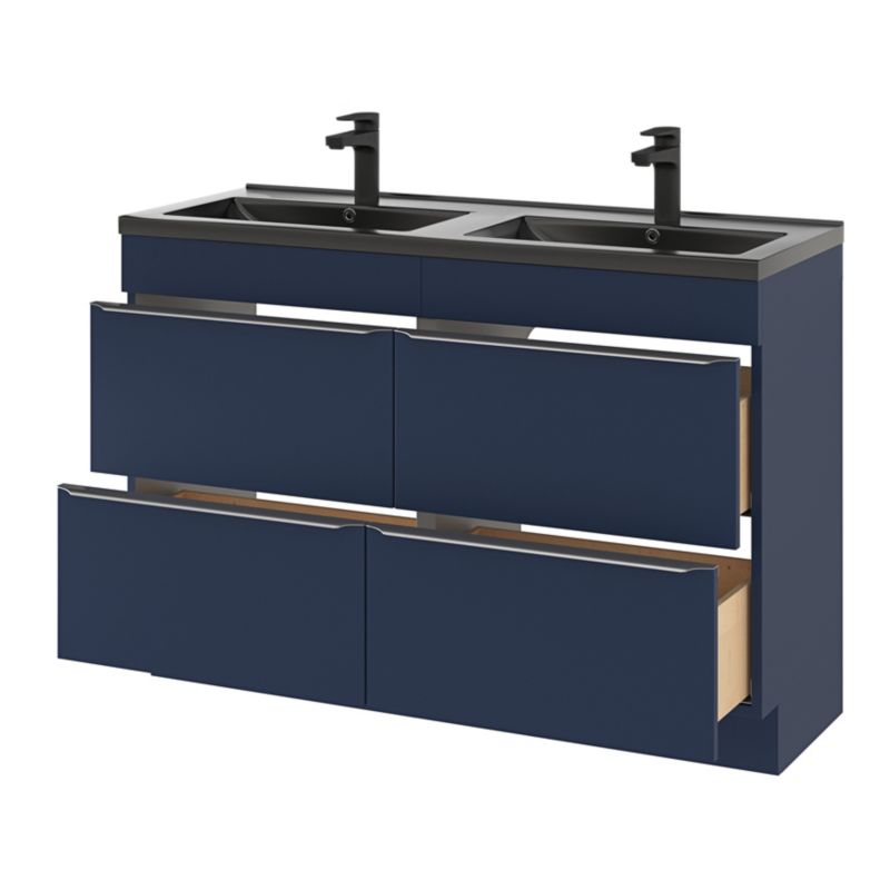 GoodHome Nira keramisk dobbeltvask 120 cm mat-sort