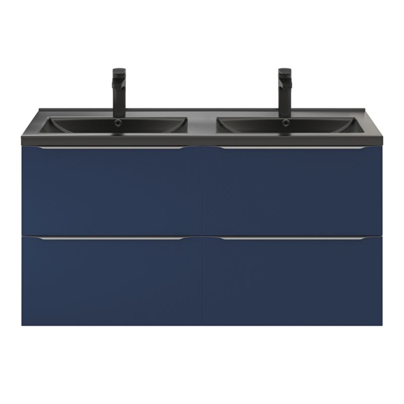 GoodHome Nira keramisk dobbeltvask 120 cm mat-sort