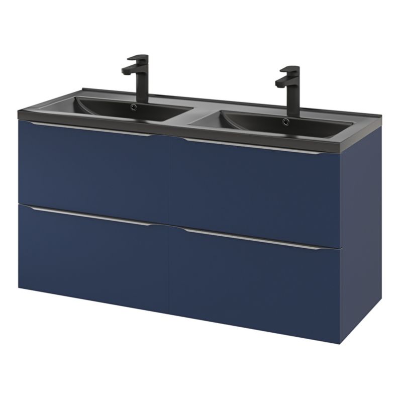GoodHome Nira keramisk dobbeltvask 120 cm mat-sort