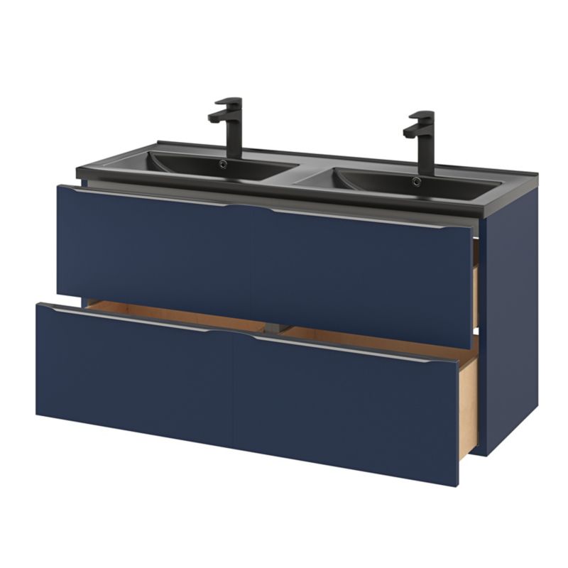 GoodHome Nira keramisk dobbeltvask 120 cm mat-sort