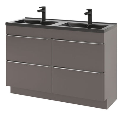 GoodHome Nira keramisk dobbeltvask 120 cm mat-sort