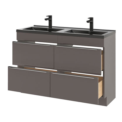 GoodHome Nira keramisk dobbeltvask 120 cm mat-sort