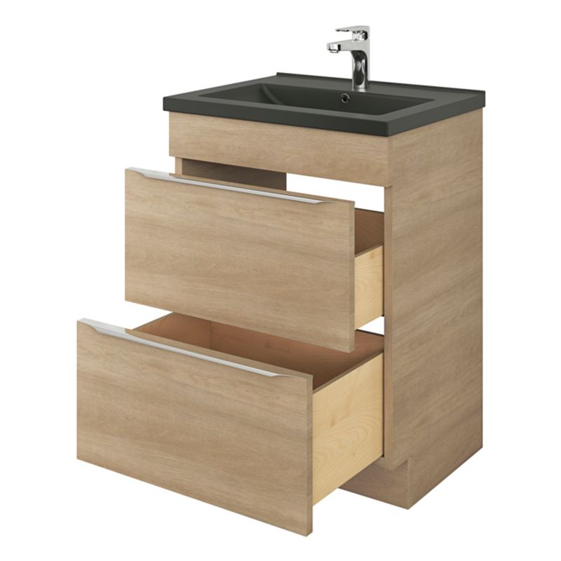 GoodHome Nira keramisk vask 60 cm sort