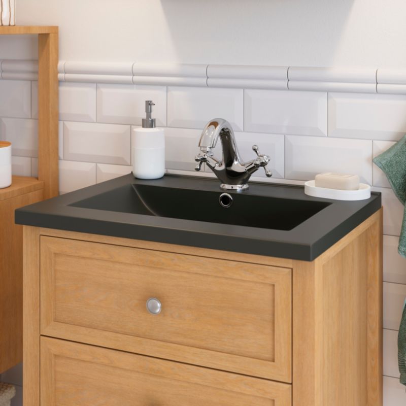 GoodHome Nira keramisk vask 60 cm sort