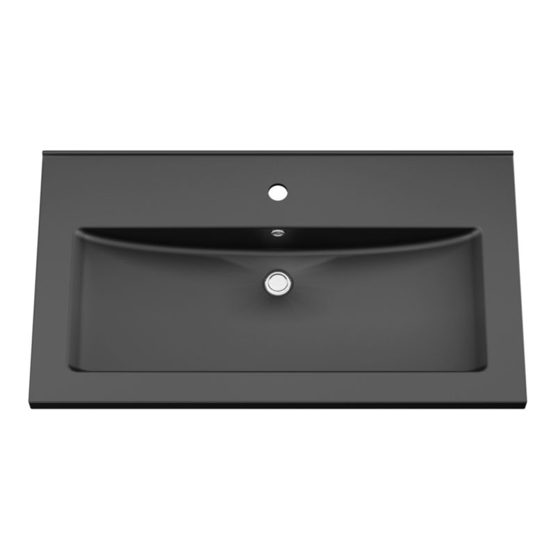 GoodHome Nira keramisk vask 80 cm sort