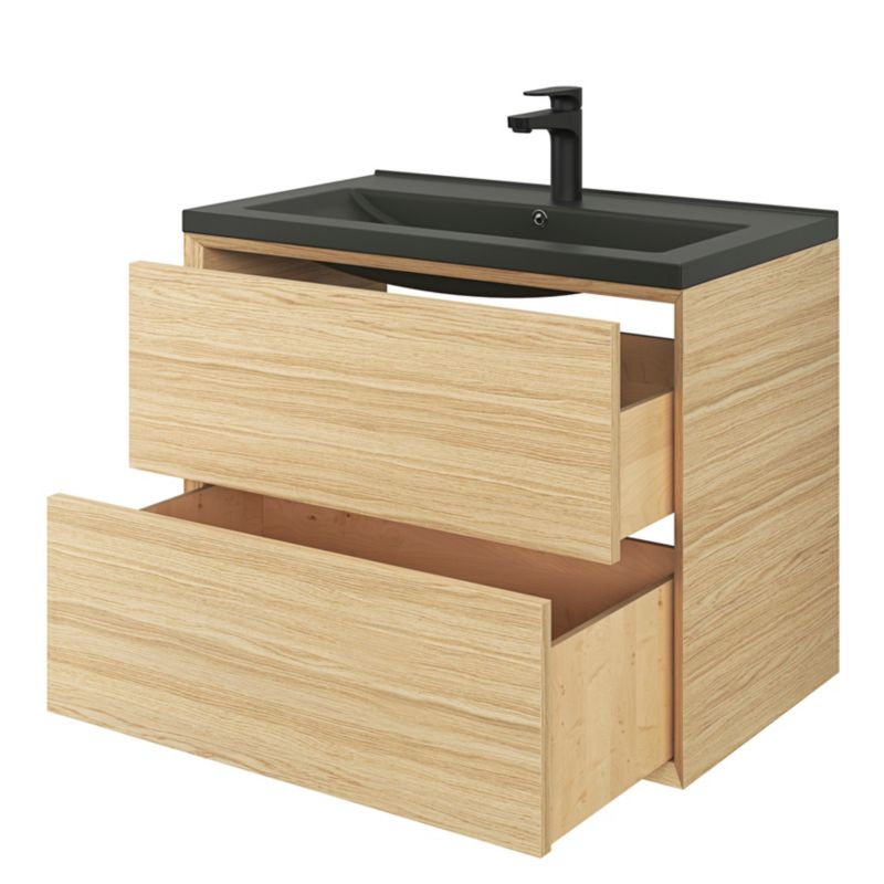 GoodHome Nira keramisk vask 80 cm sort