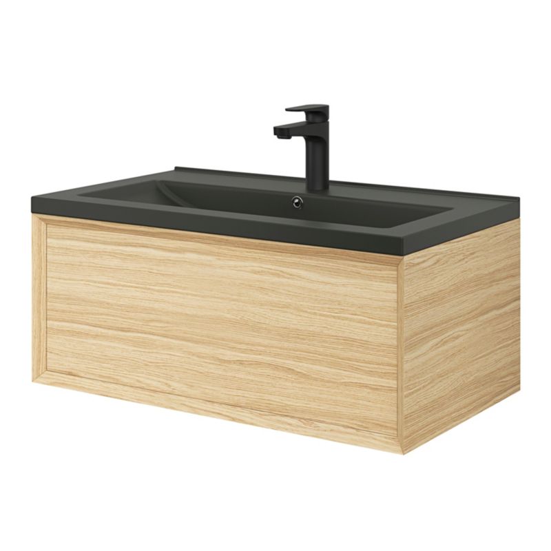 GoodHome Nira keramisk vask 80 cm sort