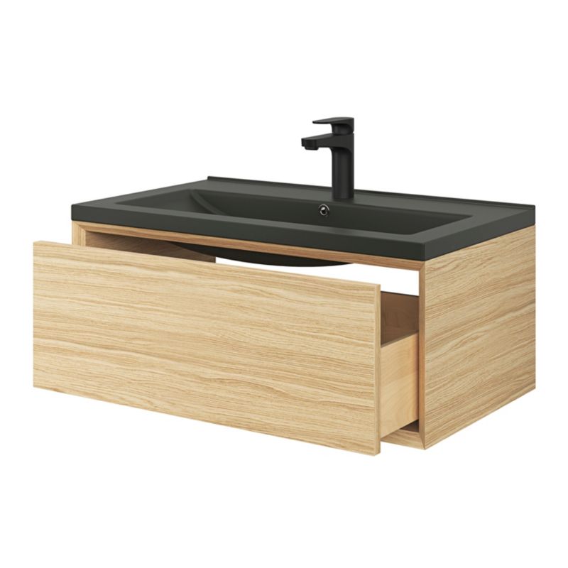 GoodHome Nira keramisk vask 80 cm sort