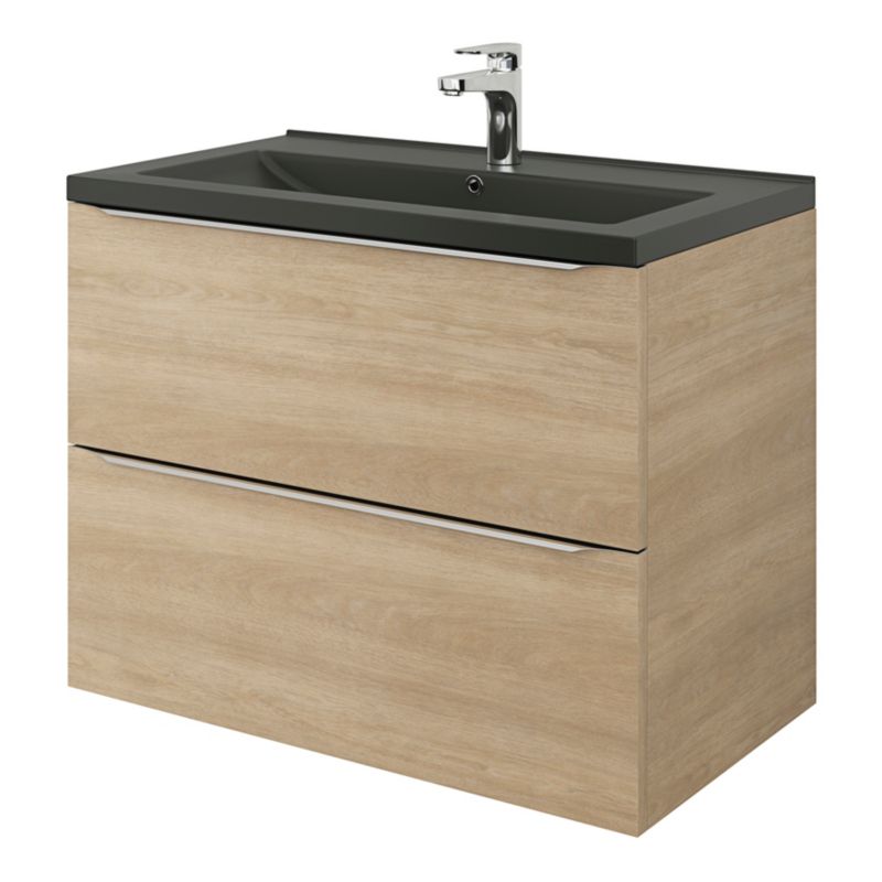 GoodHome Nira keramisk vask 80 cm sort