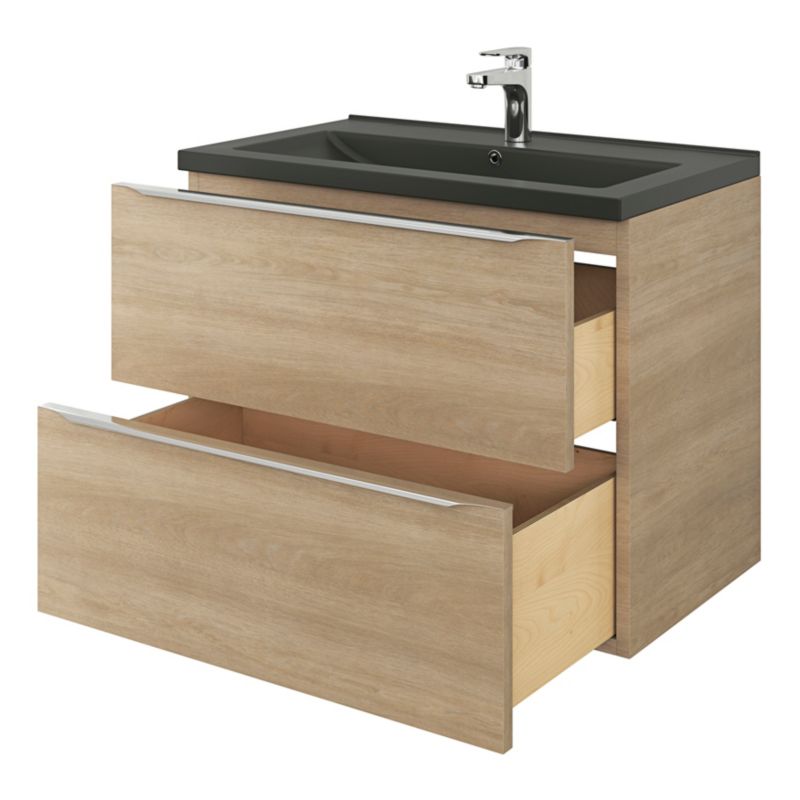 GoodHome Nira keramisk vask 80 cm sort