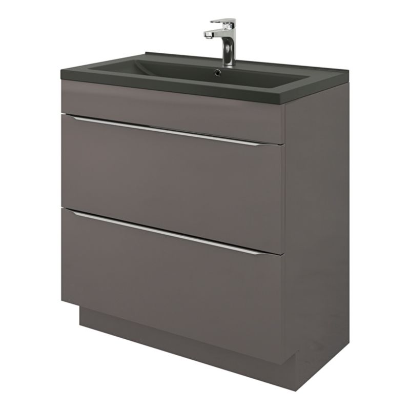 GoodHome Nira keramisk vask 80 cm sort