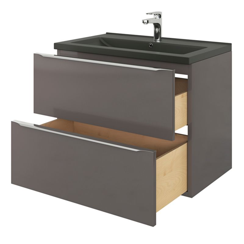 GoodHome Nira keramisk vask 80 cm sort