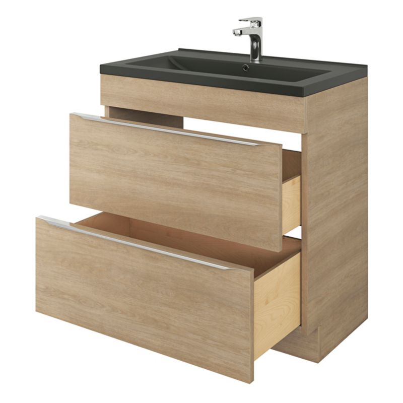 GoodHome Nira keramisk vask 80 cm sort