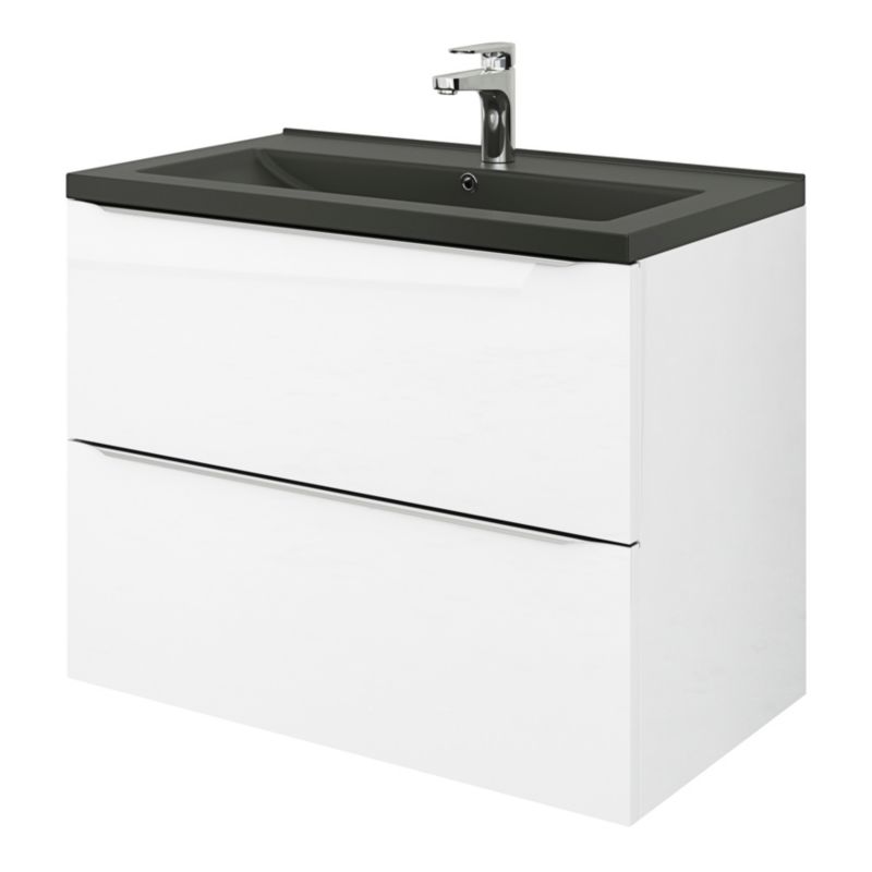 GoodHome Nira keramisk vask 80 cm sort