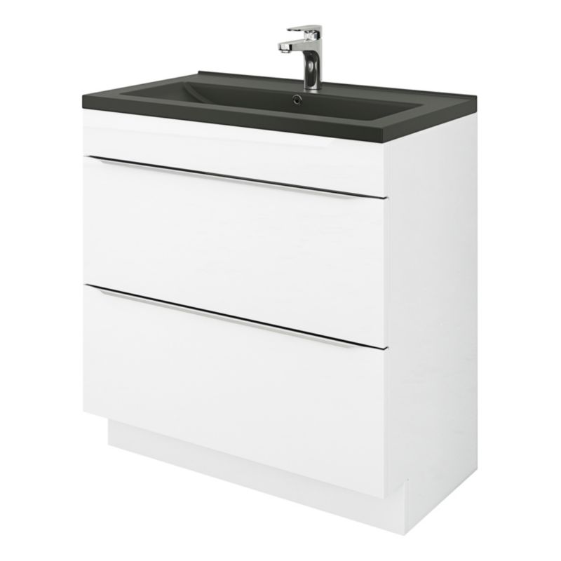 GoodHome Nira keramisk vask 80 cm sort
