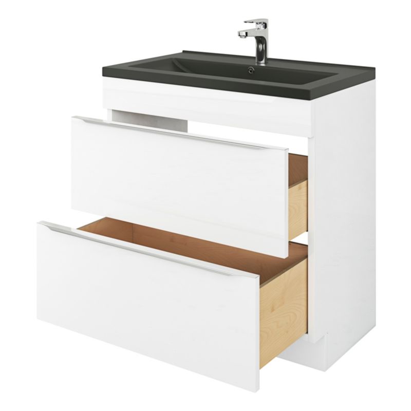 GoodHome Nira keramisk vask 80 cm sort