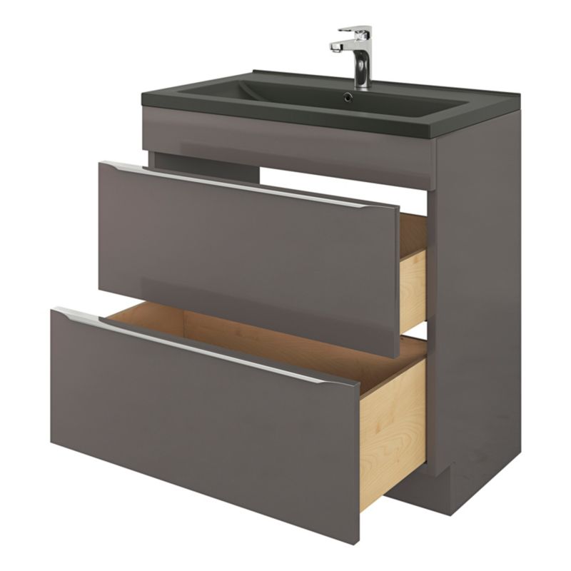 GoodHome Nira keramisk vask 80 cm sort