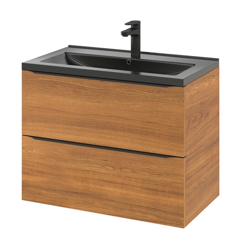GoodHome Nira keramisk vask 80 cm sort