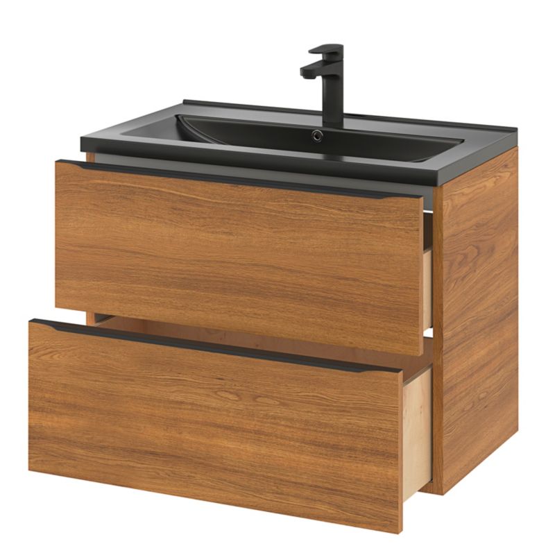 GoodHome Nira keramisk vask 80 cm sort