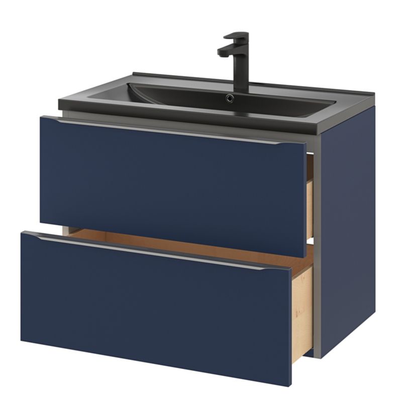 GoodHome Nira keramisk vask 80 cm mat-sort