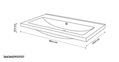 Keramisk Håndvask 81 x 45,5 x 12,4 cm Hvid med Vandlås