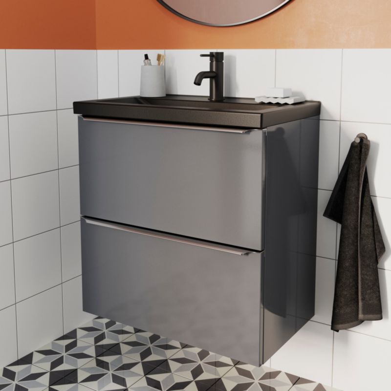 GoodHome Nira Slim keramisk vask 12,4 x 36,3 x 60,4 cm mat-sort