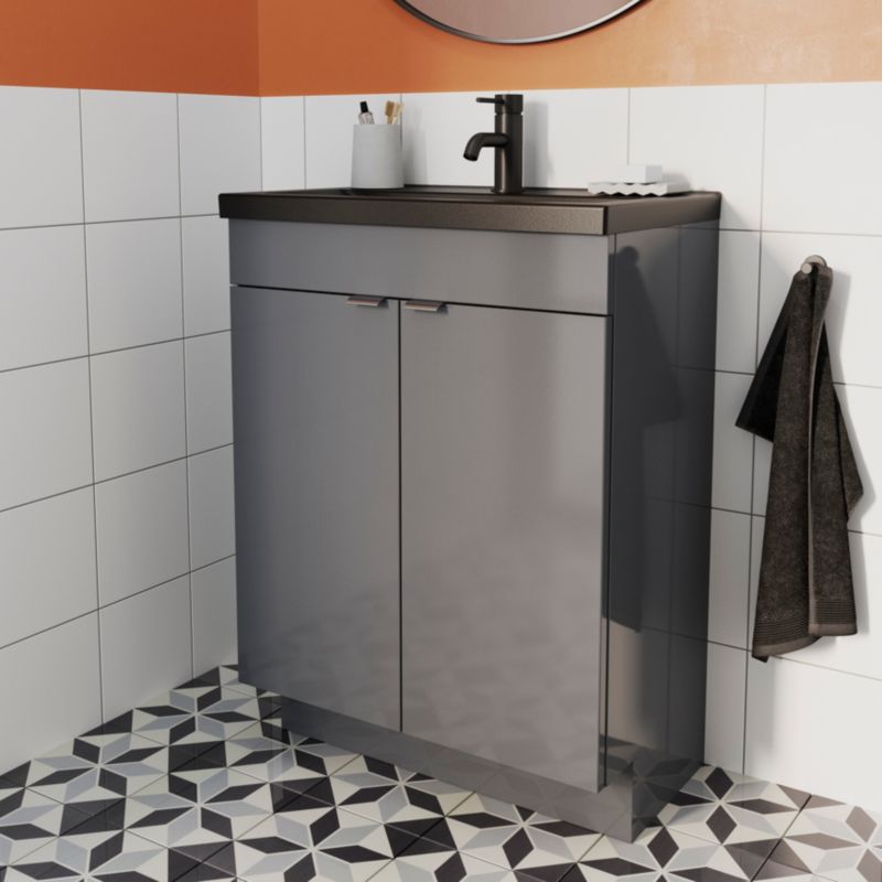 GoodHome Nira Slim keramisk vask 12,4 x 36,3 x 60,4 cm mat-sort