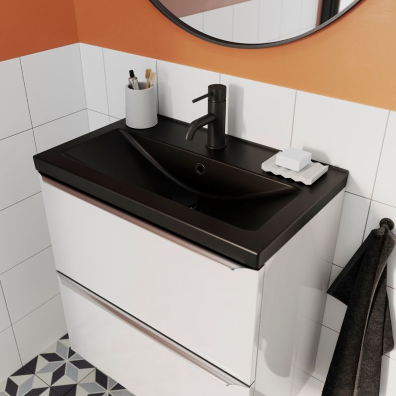 GoodHome Nira Slim keramisk vask 12,4 x 36,3 x 60,4 cm mat-sort