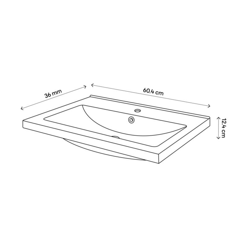 GoodHome Nira Slim keramisk vask 12,4 x 36,3 x 60,4 cm mat-sort