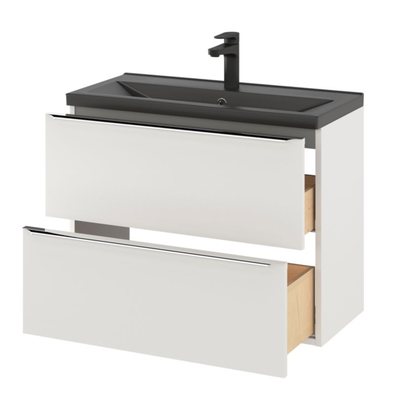 GoodHome Nira Slim keramisk vask 12,4 x 36,3 x 80,4 cm mat-sort