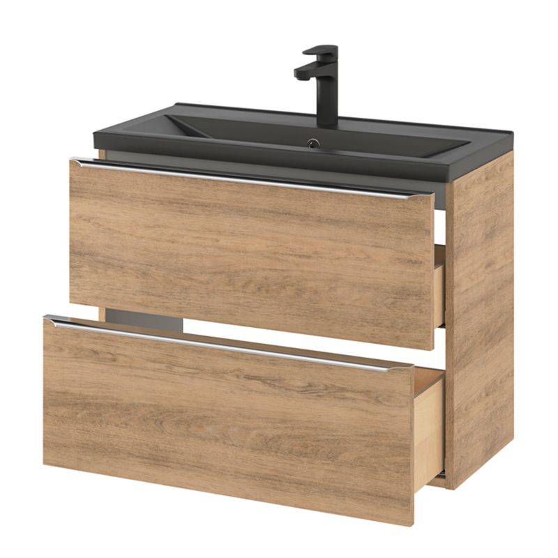 GoodHome Nira Slim keramisk vask 12,4 x 36,3 x 80,4 cm mat-sort