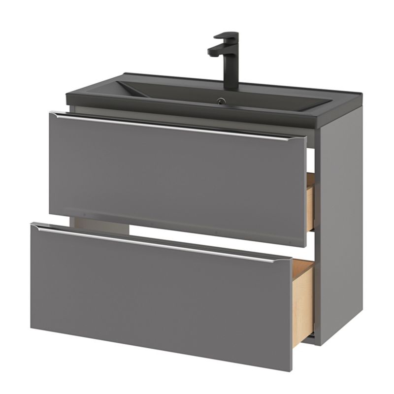GoodHome Nira Slim keramisk vask 12,4 x 36,3 x 80,4 cm mat-sort