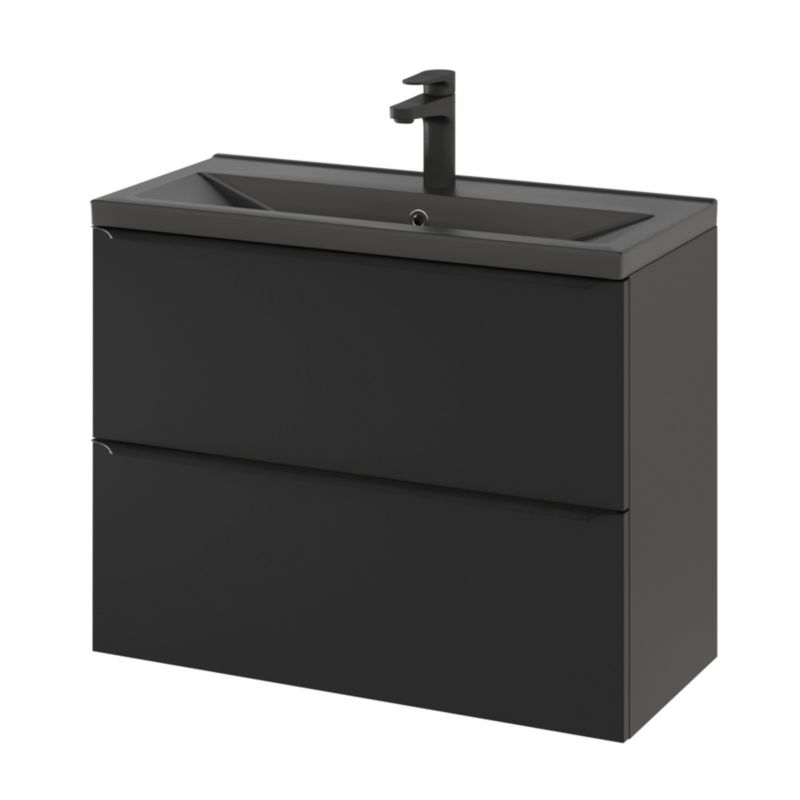 GoodHome Nira Slim keramisk vask 12,4 x 36,3 x 80,4 cm mat-sort