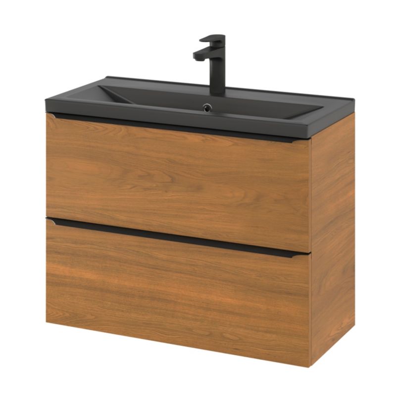 GoodHome Nira Slim keramisk vask 12,4 x 36,3 x 80,4 cm mat-sort