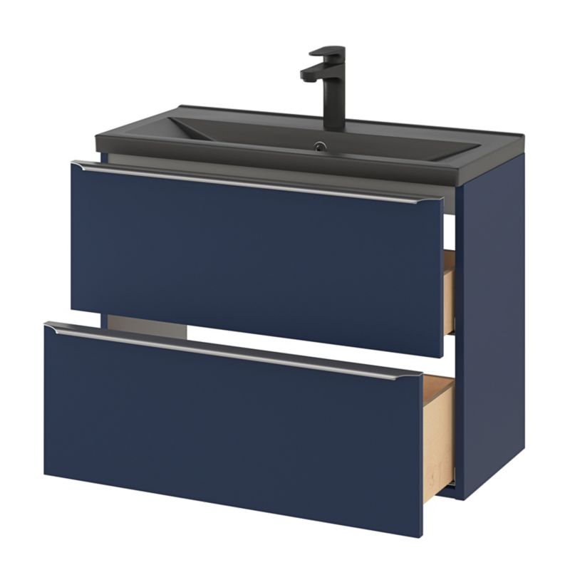 GoodHome Nira Slim keramisk vask 12,4 x 36,3 x 80,4 cm mat-sort