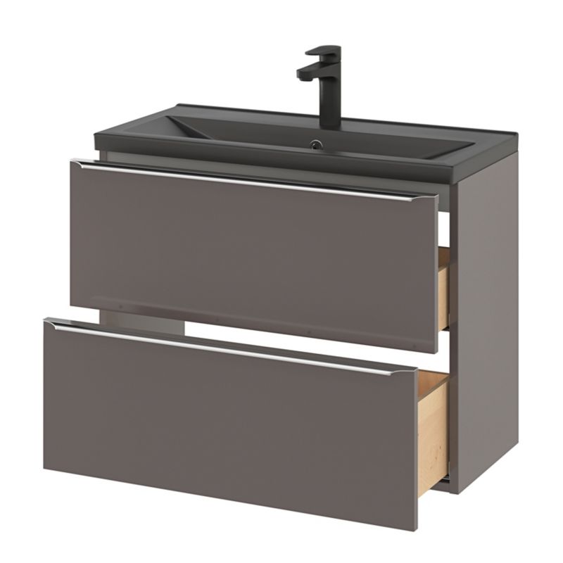GoodHome Nira Slim keramisk vask 12,4 x 36,3 x 80,4 cm mat-sort