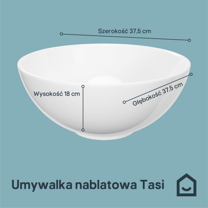 Keramisk Håndvask Tasi Ø 37,5 cm Hvid Blank
