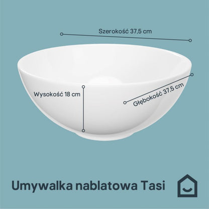 Keramisk Håndvask Tasi Ø 37,5 cm Hvid Blank