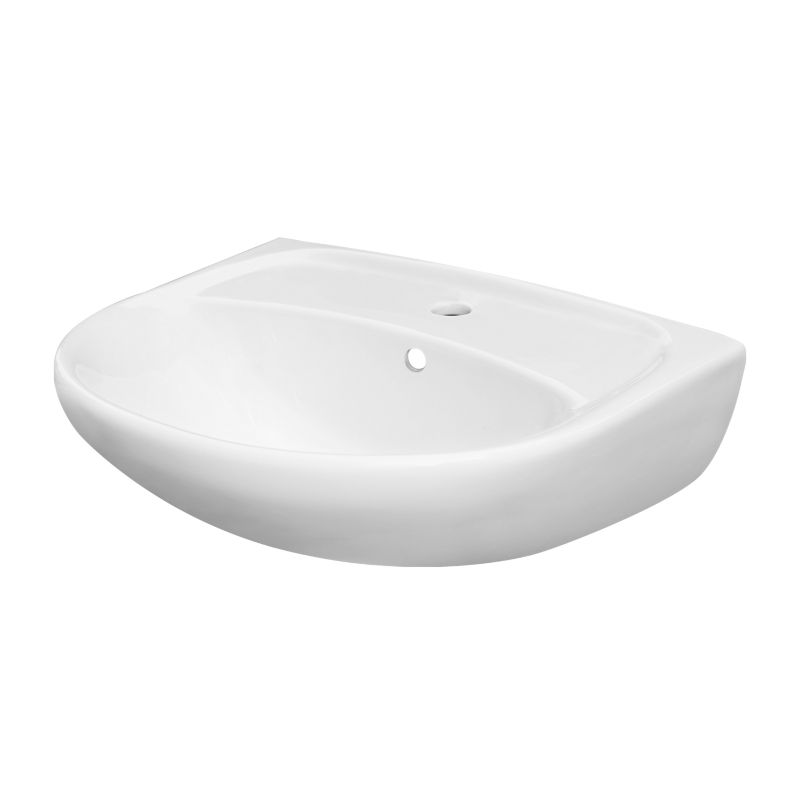Keramisk Håndvask D-Form 56,5 x 45,5 cm Hvid med Overløb