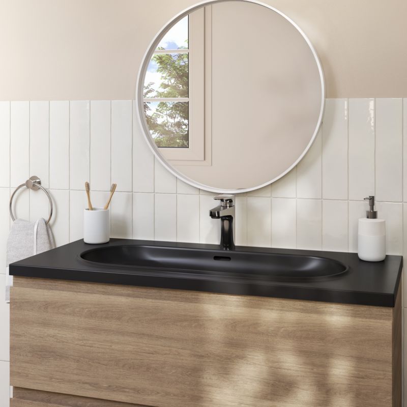 Konglomeratvask Cavally 100 cm Sort med Afløb