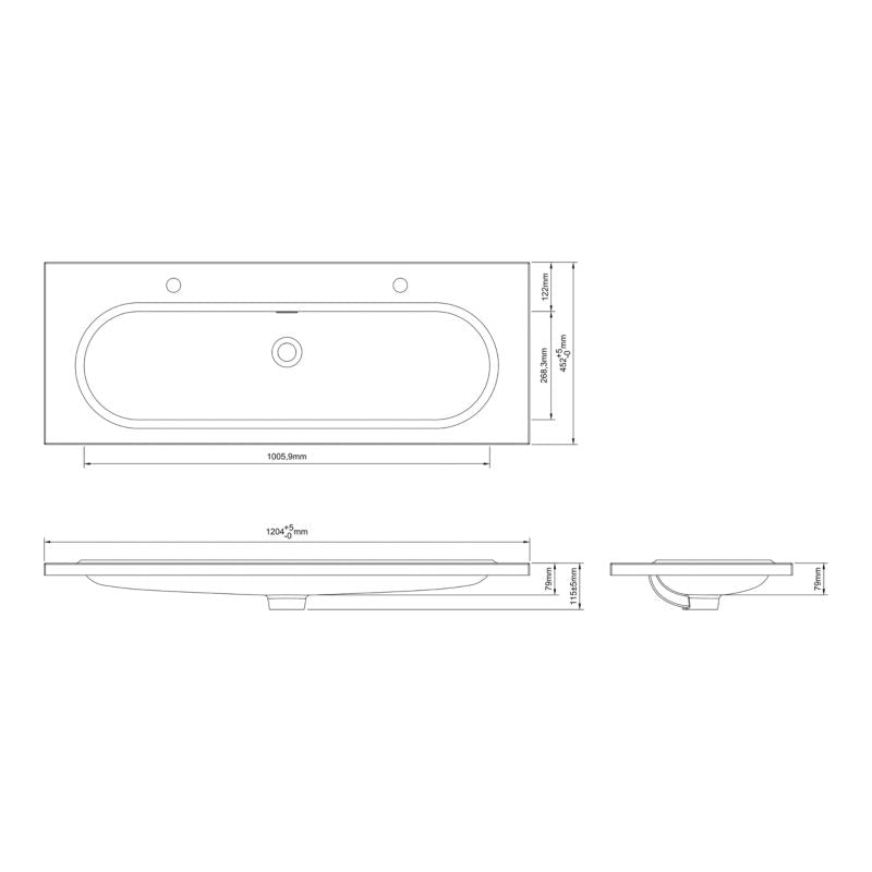 Konglomeratvask Cavally 120 cm Hvid 1-Kammer med Afløb