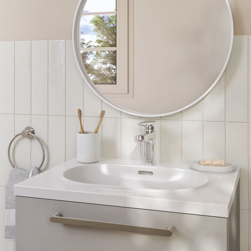 Konglomeratvask Cavally 60 cm Hvid med Afløb
