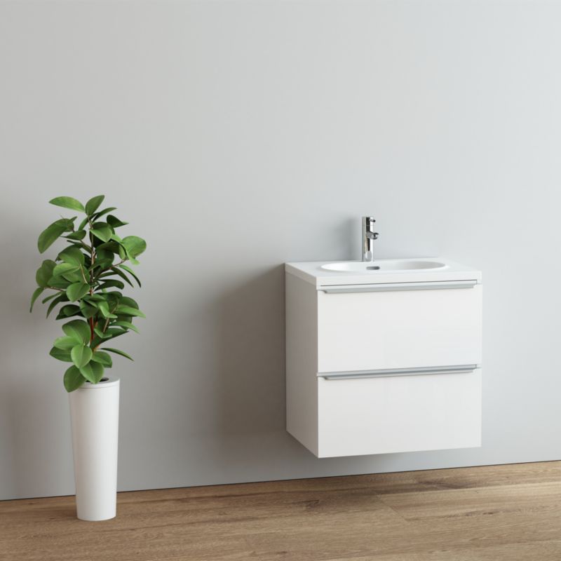 Konglomeratvask Cavally 60 cm Hvid med Afløb