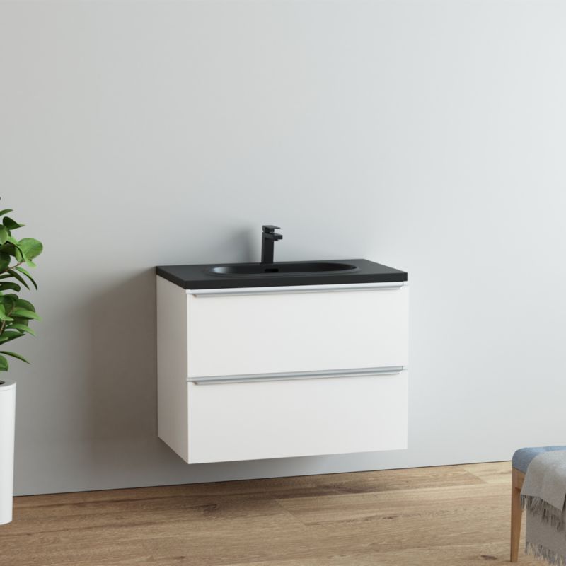 Konglomeratvask Cavally 80 cm Sort med Afløb