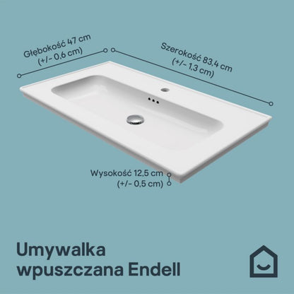 Umywalka Nablatowa Endell 83,4 cm Hvid Keramik 5063022514301