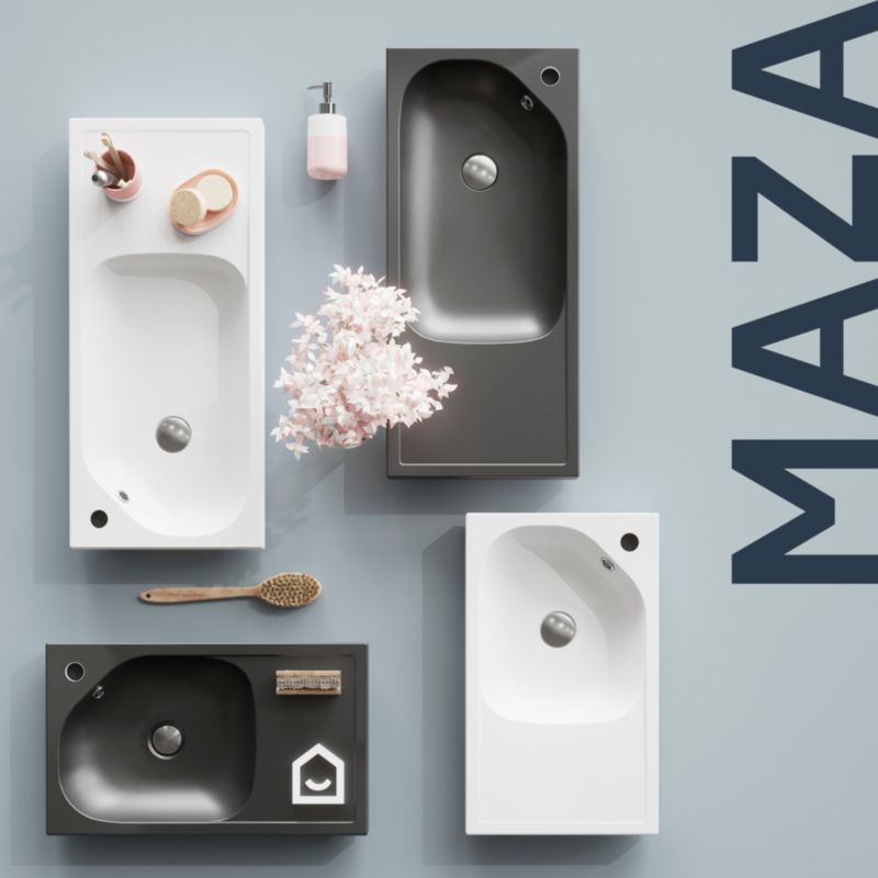 Konglomeratvask Maza 60 cm Sort Mat