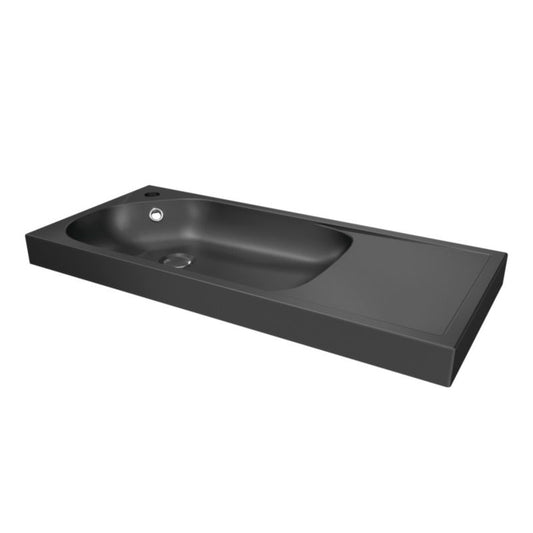 GoodHome Maza 80 cm bordmonteret vask i sort mat konglomerat