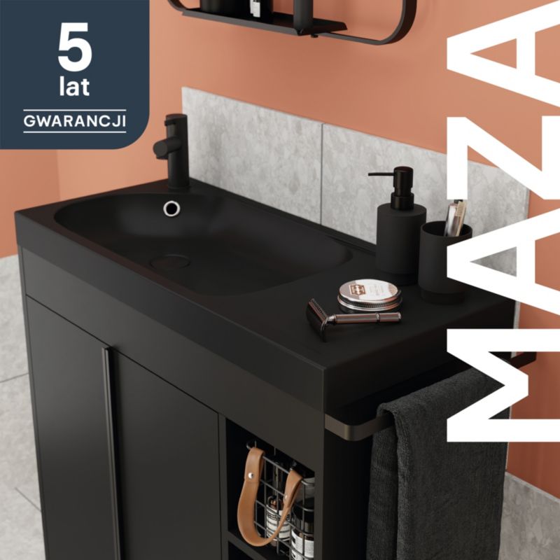 GoodHome Maza 80 cm bordmonteret vask i sort mat konglomerat