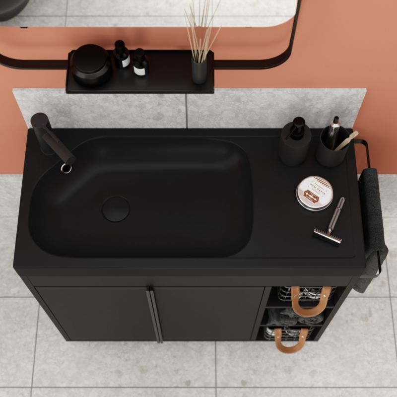 GoodHome Maza 80 cm bordmonteret vask i sort mat konglomerat