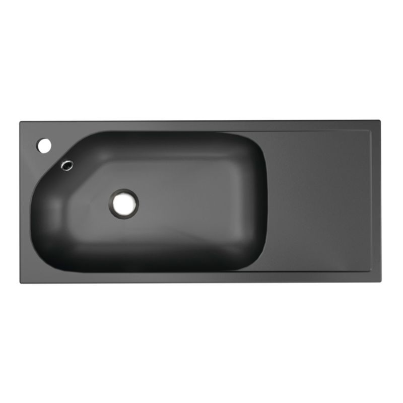 GoodHome Maza 80 cm bordmonteret vask i sort mat konglomerat